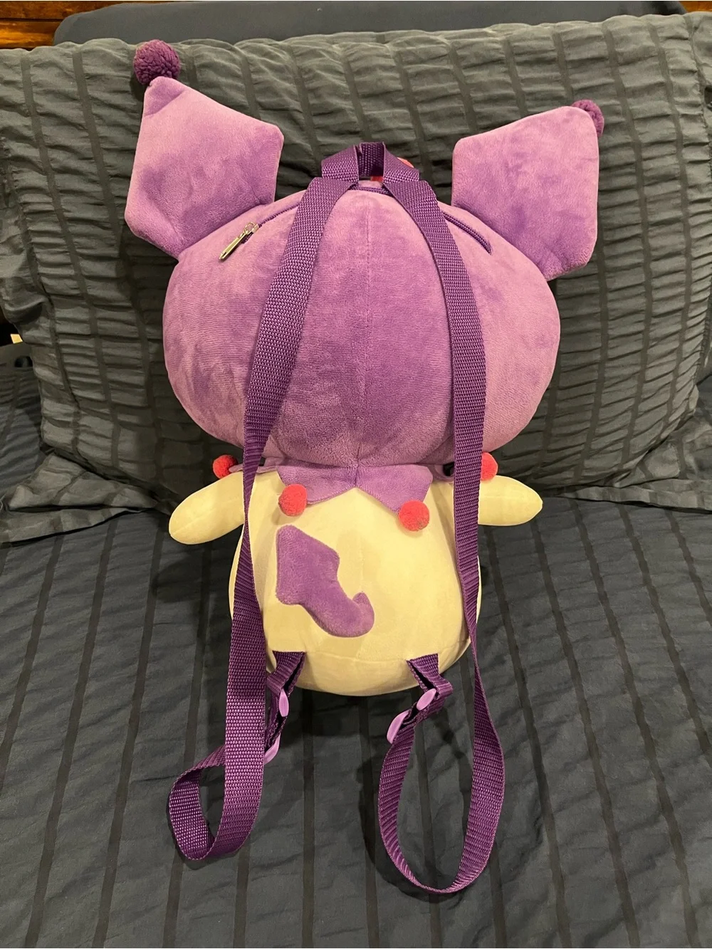 Purple Plush Character Backpack with Pink Bow